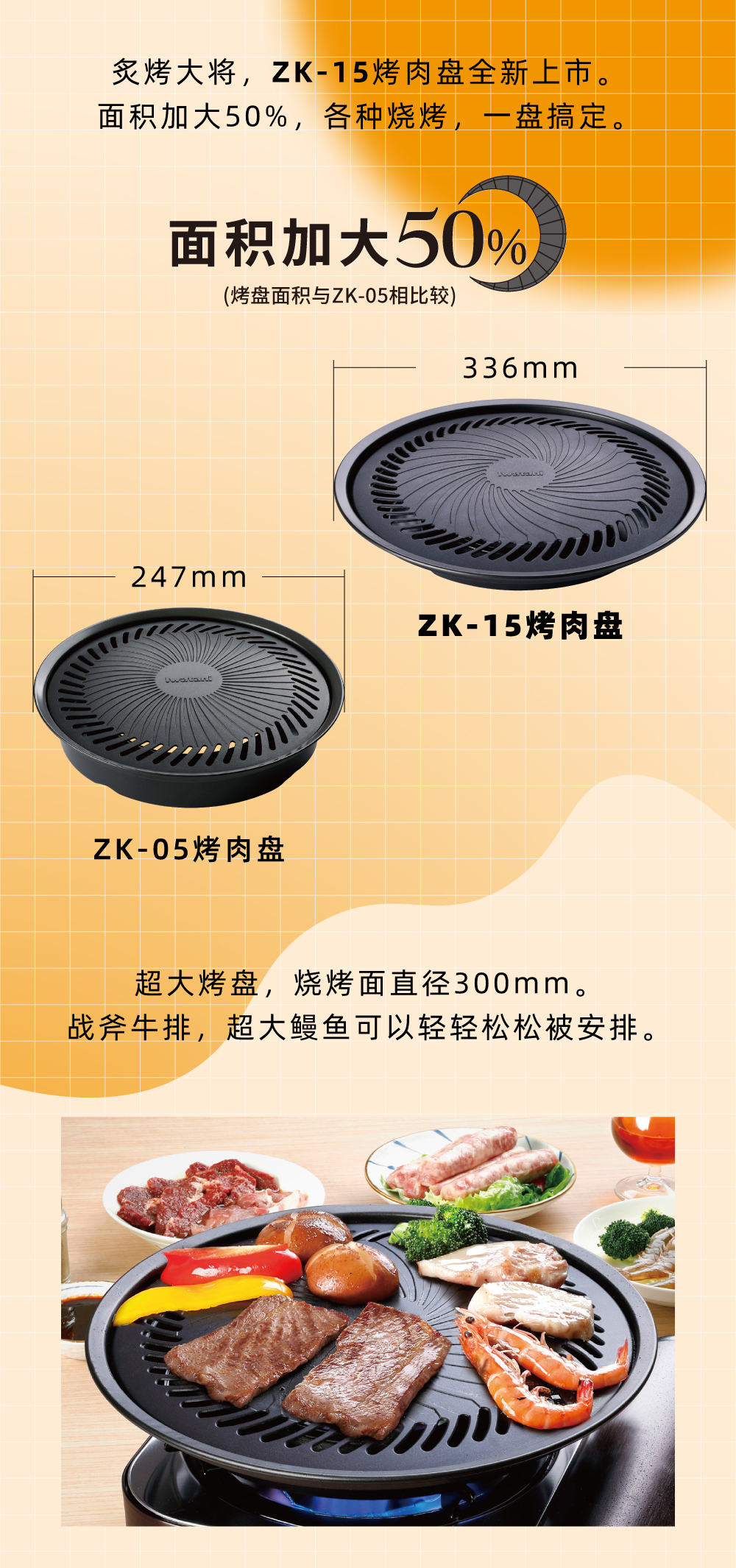 炙烤大將，zk-15全新上市。面積加大50%，各種燒烤，一盤搞定。